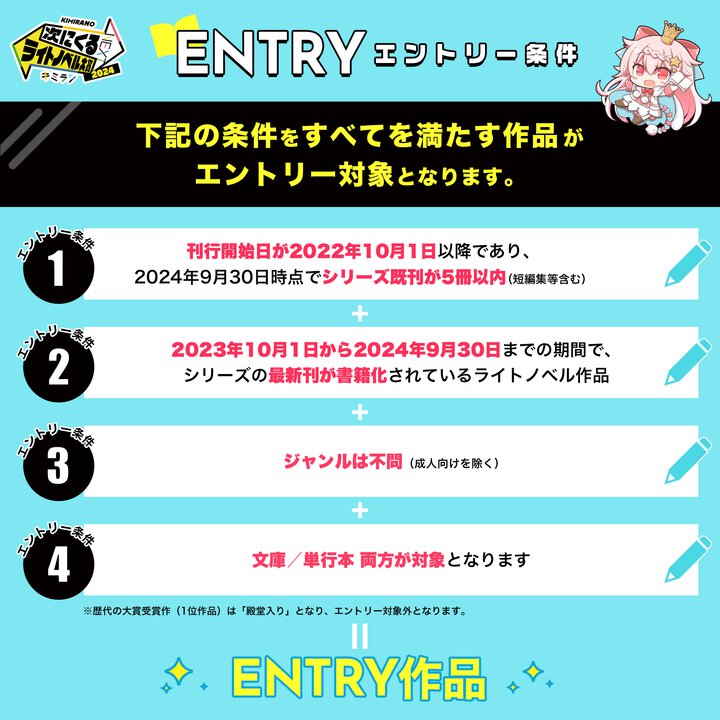エントリーは10月15日まで!「次にくるライトノベル大賞2024」あなたの「いち推し作品」を教えてください!