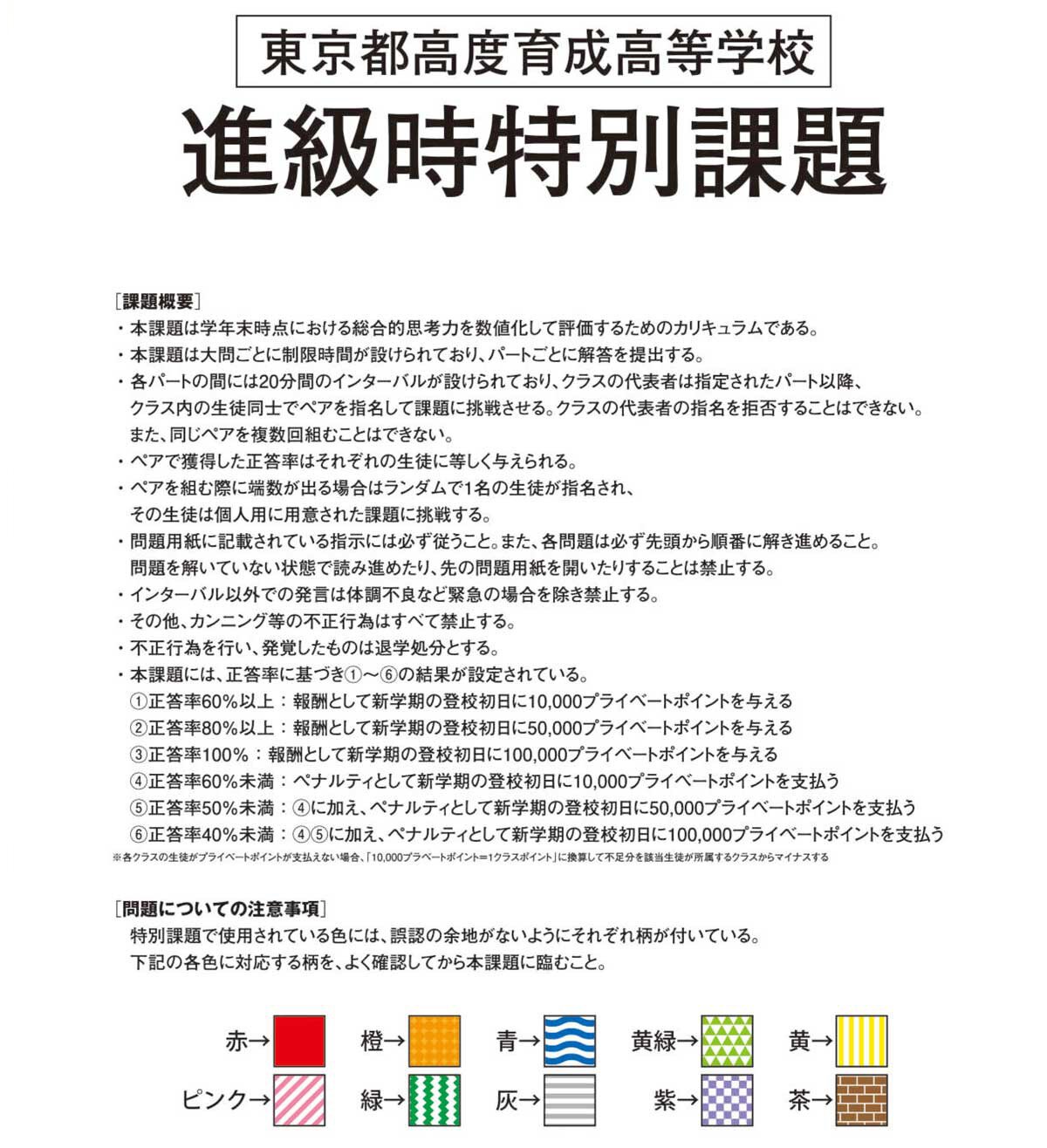 「進級時特別課題」表紙